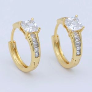 14K Gold Dainty CZ Hoop Earrings